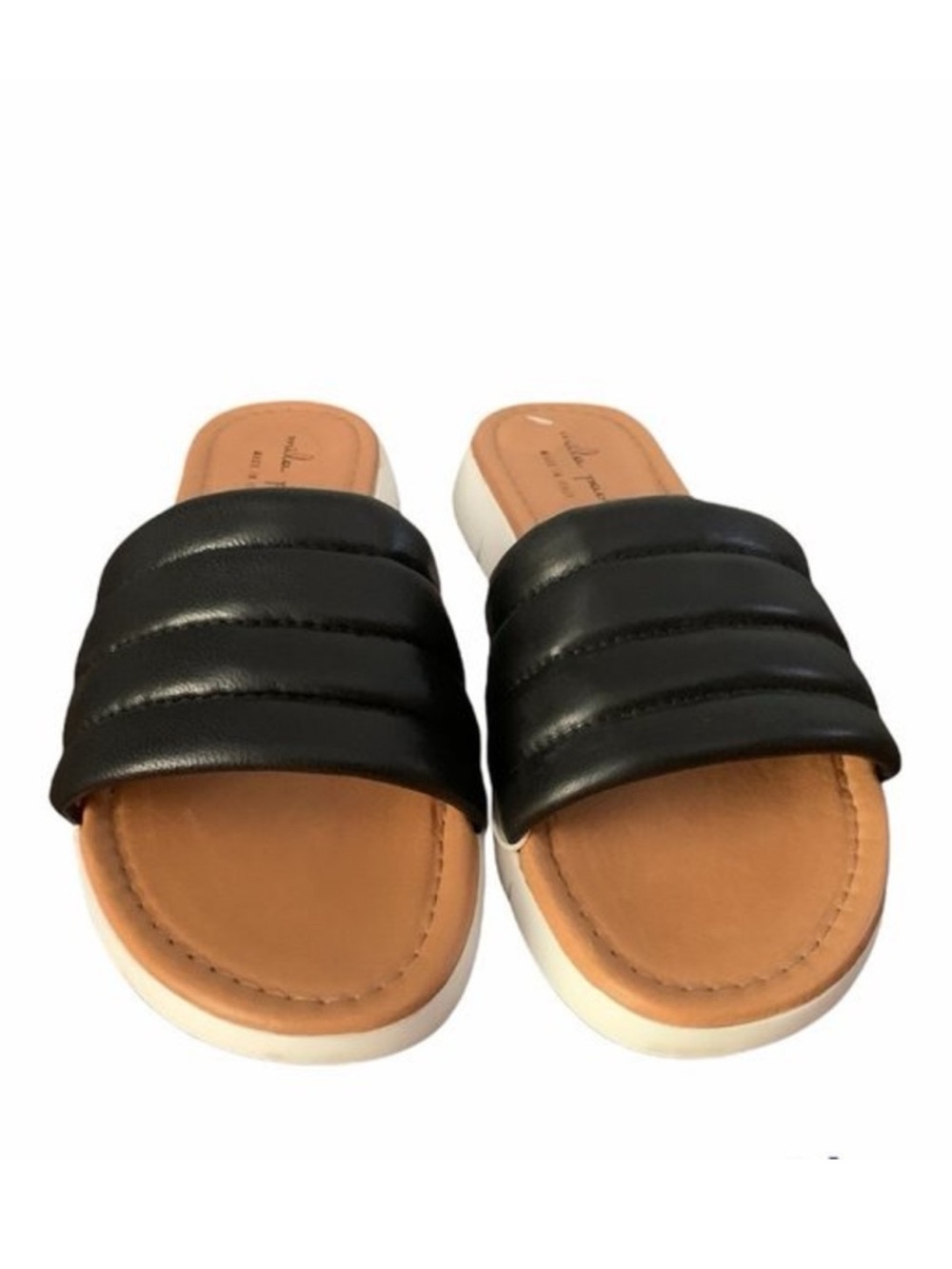 🖤 Mila Paoli Black Leather Slide Sandals • Made in Italy • Size 9